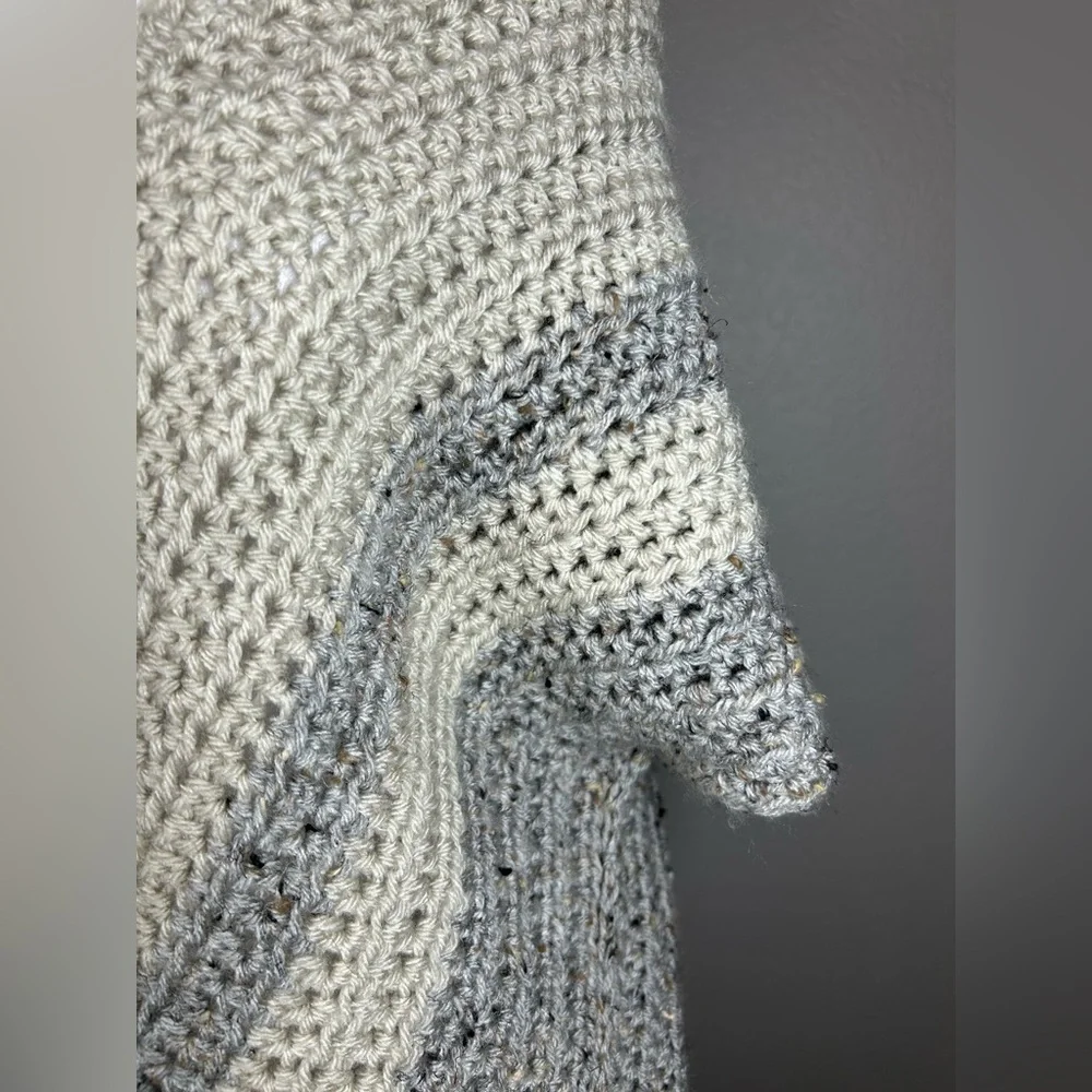 Womens Handmade Boho Crochet Coastal Cowgirl Neutral Cardigan O/S Beige Gray